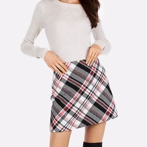 EXPRESS Large Plaid A-Line Mini Skirt